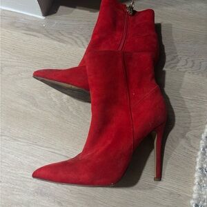 bebe Red Suede Heeled Boots